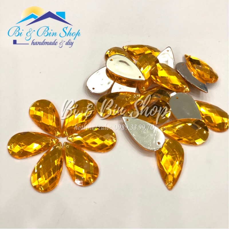 30 Viên Đá Kết Giọt Nước Lớn 16x30mm Đính Kết Trang Phục Thời, Làm Phụ Kiện Handmade