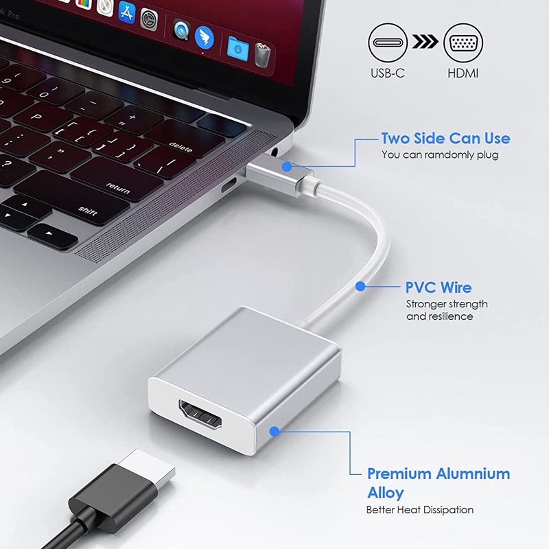 Đầu Chuyển Đổi USB C Sang 4K HD-MI 3 Sang HDTV Cho 2021-2016 Mac-Book Pro New Mac Air / Ipad / Surface Samsung S21 / S20