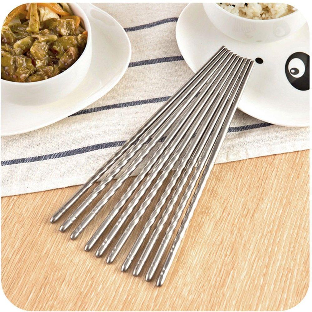 Bộ 5 Đôi Đũa Ăn Thiết Kế Tinh Tế Tiện Dụng|Đĩa Tròn Bằng Thép Không Gỉ Trọng Lượng Nhẹ Chống Trượt