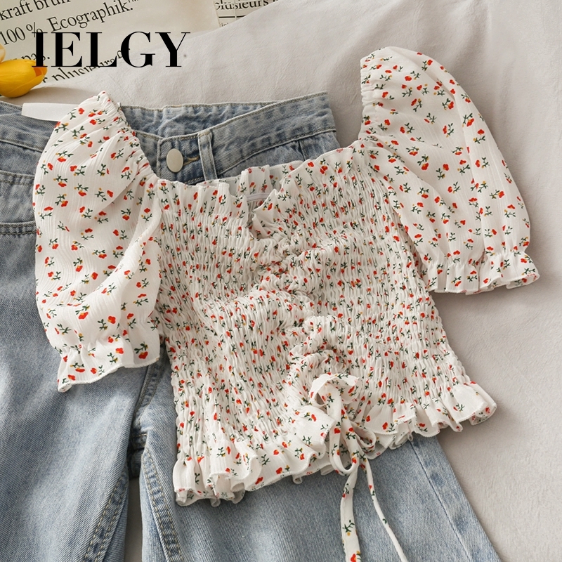 Áo kiểu IELGY xếp li vải mỏng dễ thương xinh xắn trẻ trung cho nữ