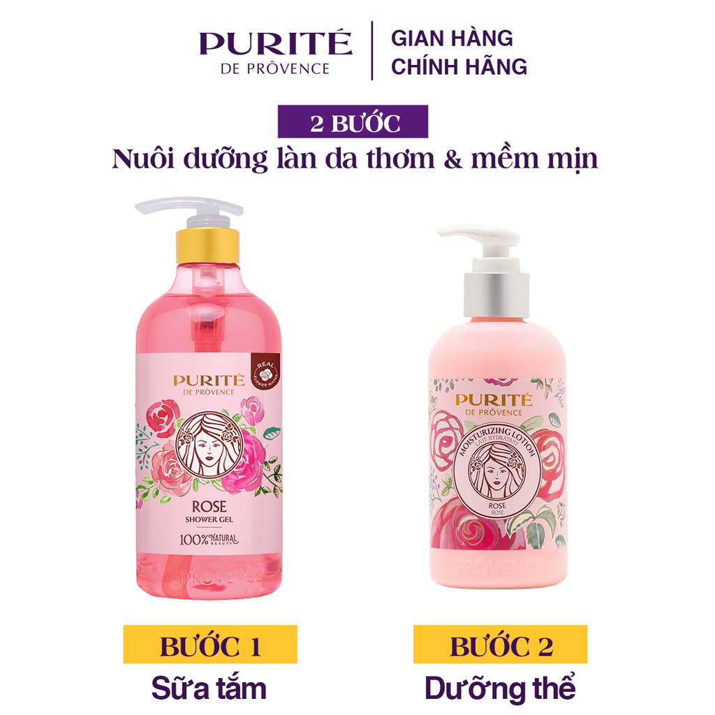 Combo 2 Sữa Tắm Thiên Nhiên Purité Hoa Hồng 850ml + 250ml | BigBuy360 - bigbuy360.vn