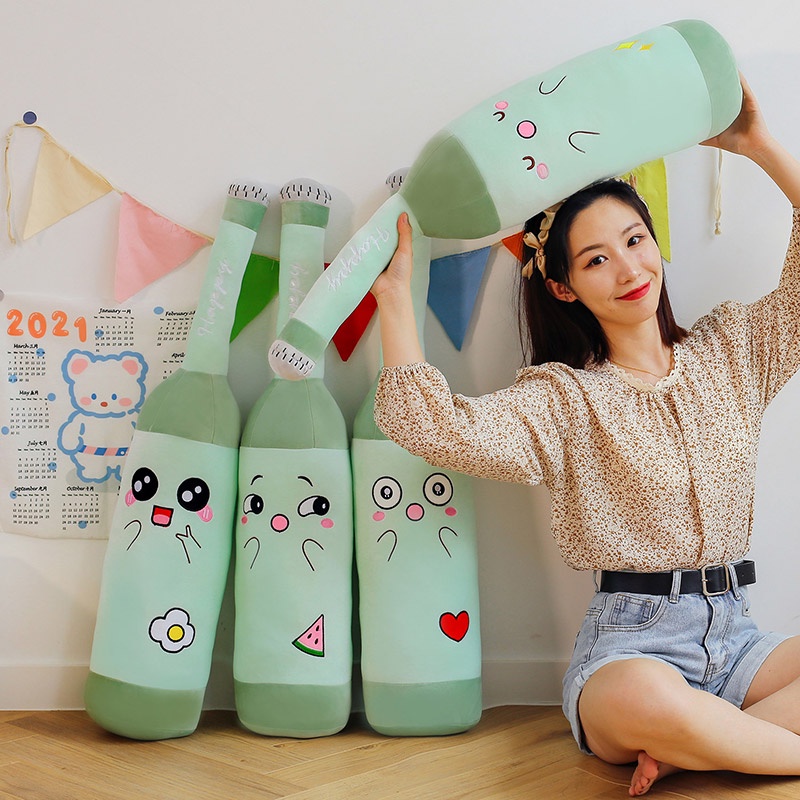 Gối bông ôm hình chai rượu đủ kích thước - gấu bông Kuma.HouseBg
