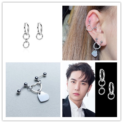 1 Đôi Bông Tai unisex Hình Trái Tim Thời Trang