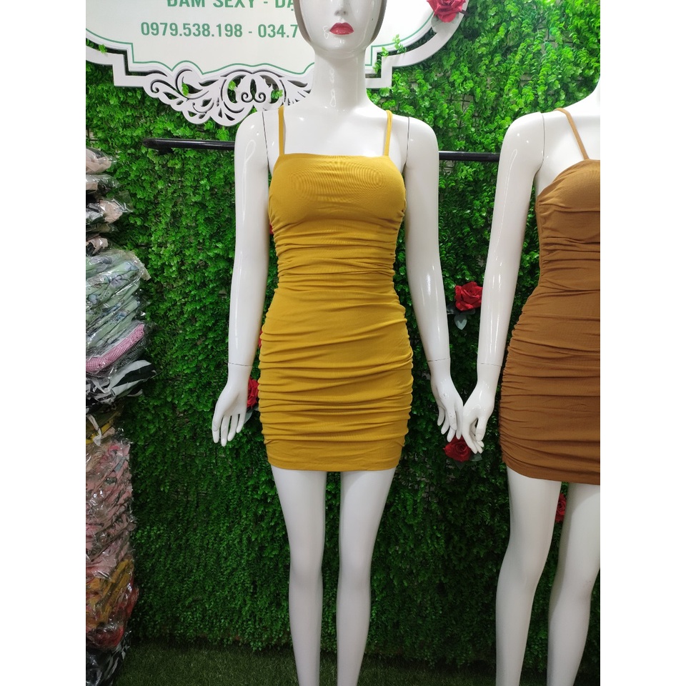 Váy đầm ôm body cúp ngực 2 dây nhúm mông siêu hot.