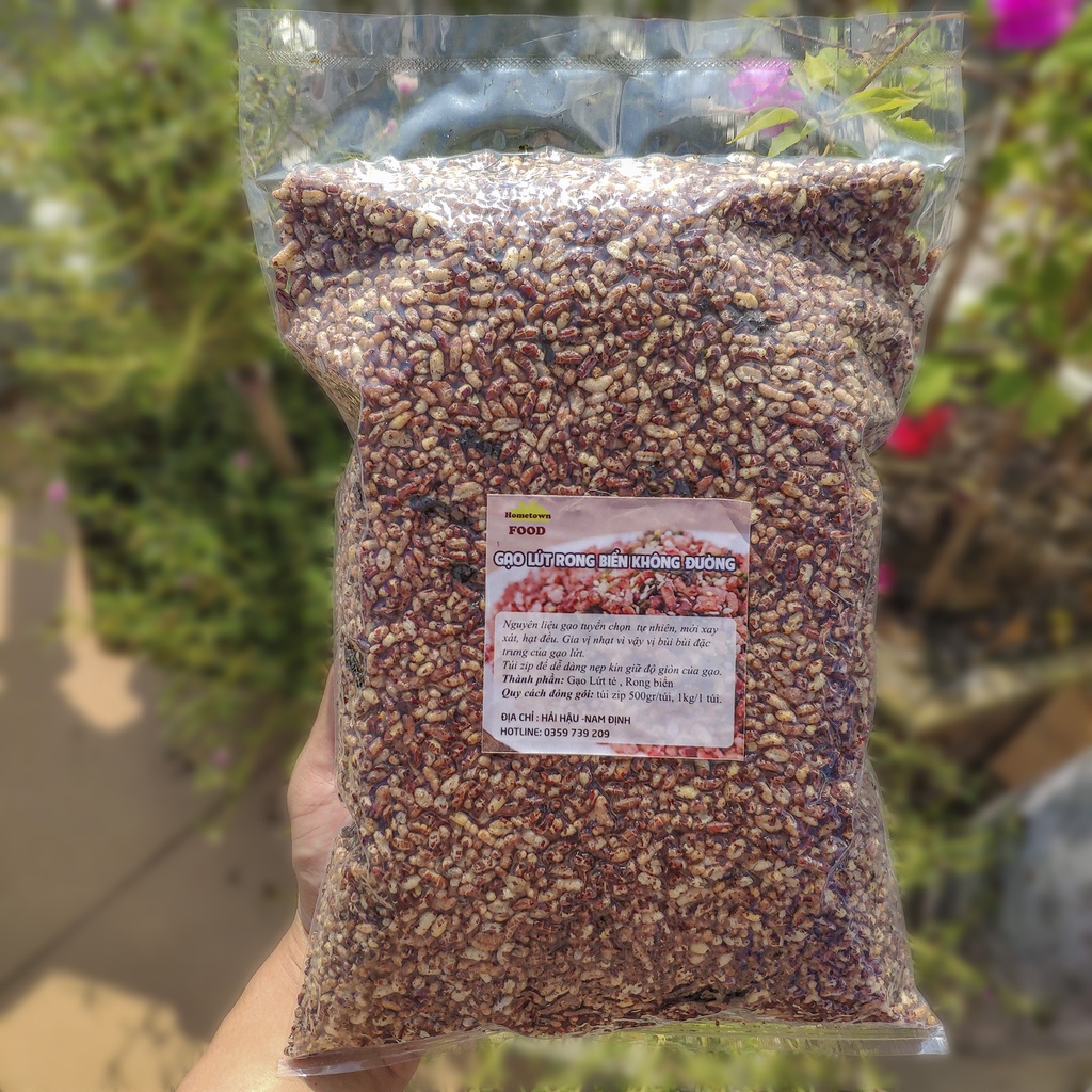 Gạo lứt sấy rong biển❤️(Túi Hút Chân Không 500G), Gạo lứt sấy chính hãng NuttyOne ,siêu giòn cho người ăn kiêng.