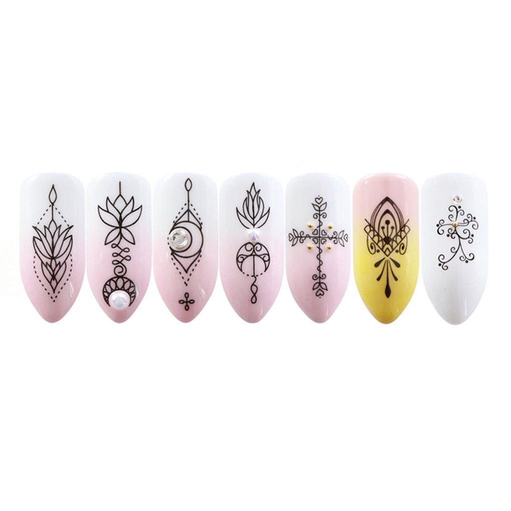 [Hàng mới về] Set 8 tờ nhãn dán hoa văn trang trí móng tay