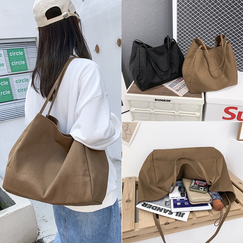 Túi Xách Canvas Cỡ Lớn Màu Sắc Đơn Giản Thời Trang Cho Nữ