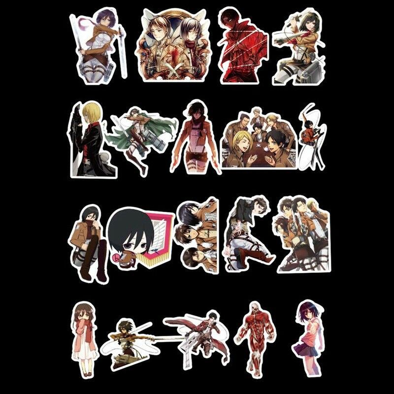 Bộ 39 sticker các nhân vật truyện Attack on Titan dùng trang trí