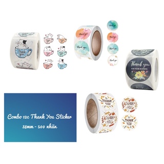 Combo 12 cái Thank you sticker 38mm khách chọn mẫu