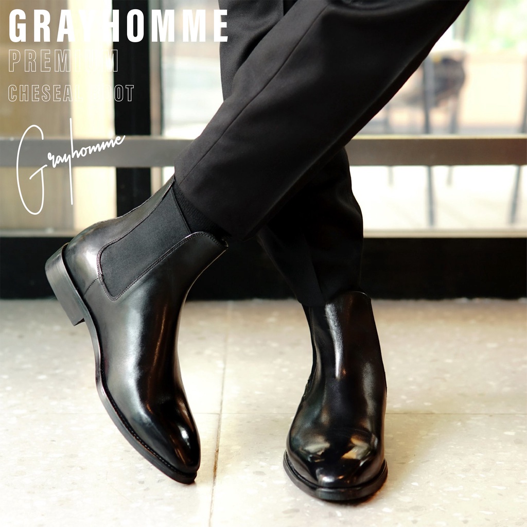 Giày Chelsea Boots Da Bò 100% Nhập Khẩu, Tặng Độn 3cm Cao Cấp Grayhomme Bảo Hành 12 Tháng với bất kì lỗi nào