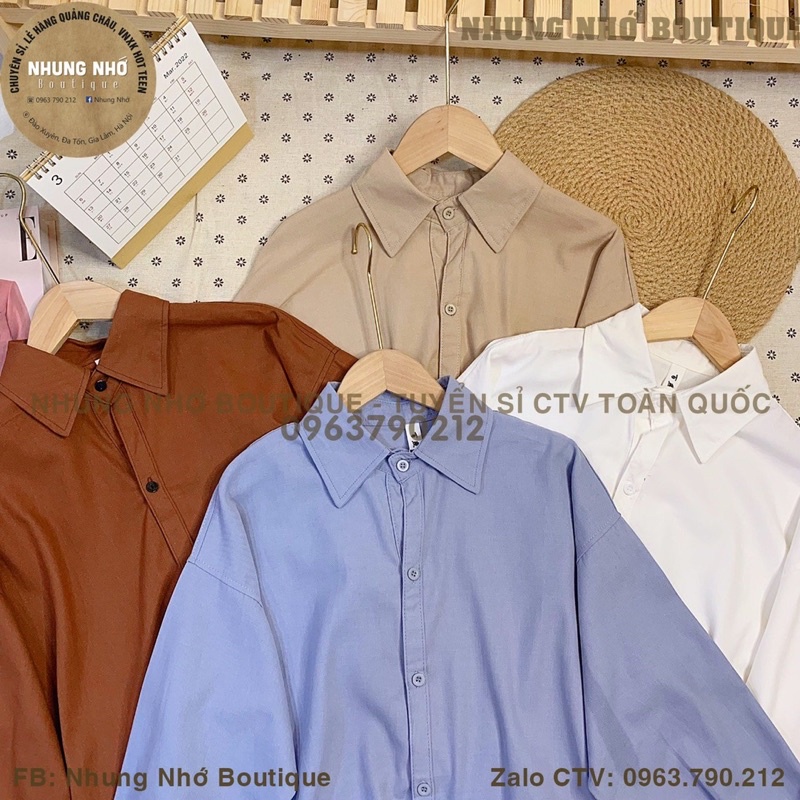 Váy sơ mi thô Hàn dài tay chất thô hàng Quảng Châu 4 màu 6621 Nhung Nhớ V1202N