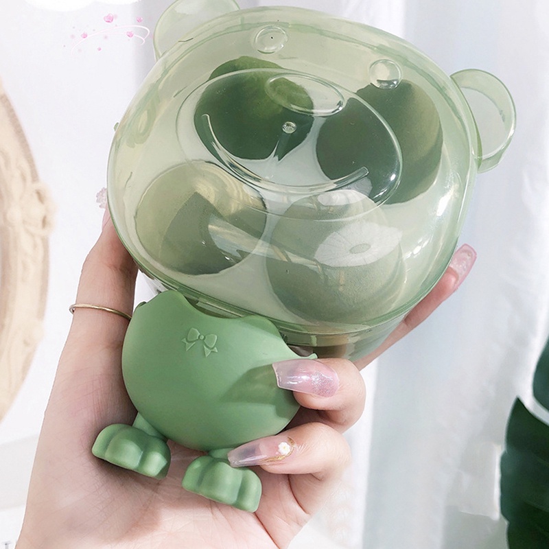 Set 4 Mút Trang Điểm Siêu Mềm Hình Trứng Gấu Hoạt Hình Có Thể Sử Dụng Dạng Ướt Và Khô
