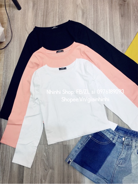 [ Mã WASTRUN4 giảm 10% tối đa 30K đơn 99K] Áo phông, Áo thun dáng Crop trơn dài tay NhiNhiShop | BigBuy360 - bigbuy360.vn