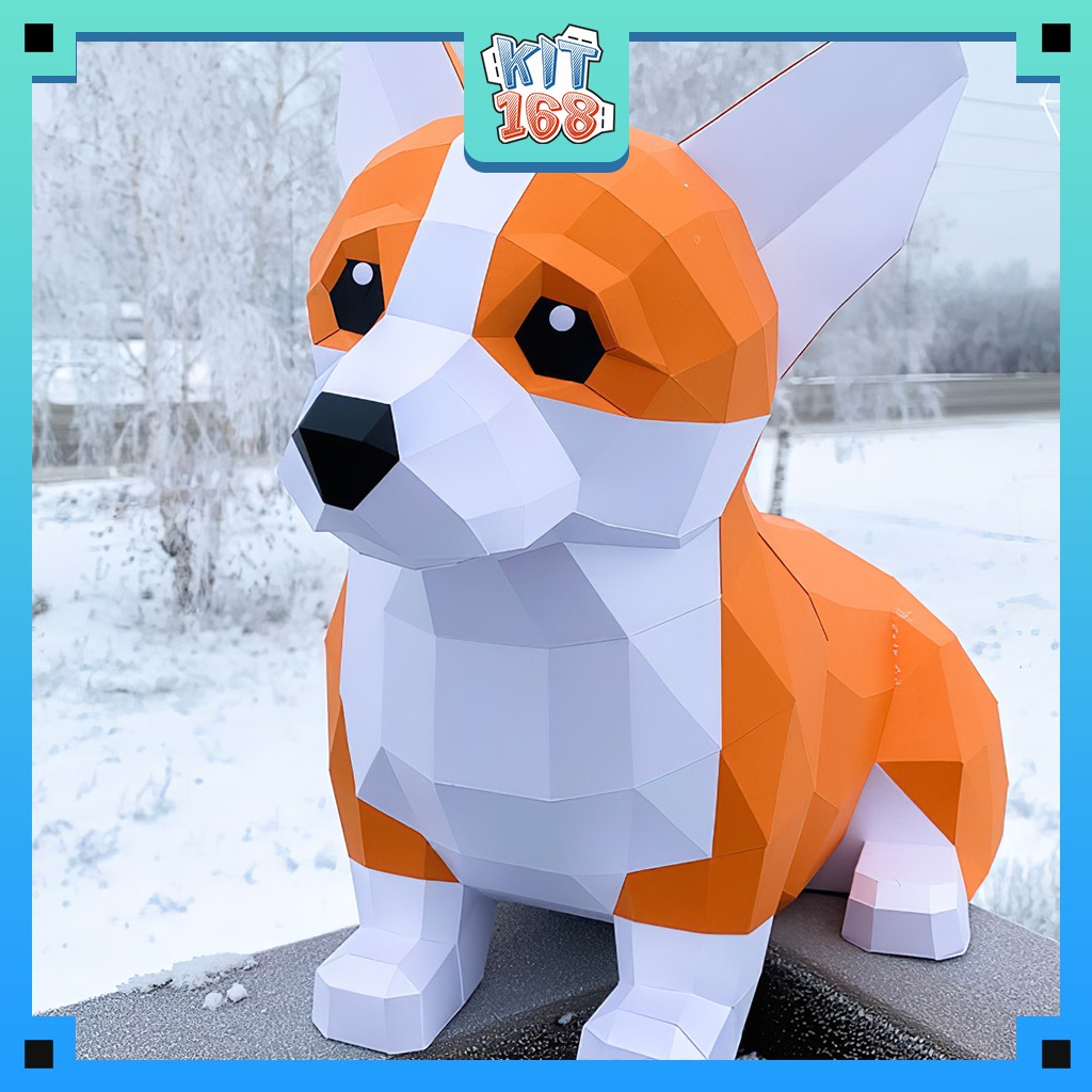 Mô hình giấy Động vật Chó Corgi con Poly