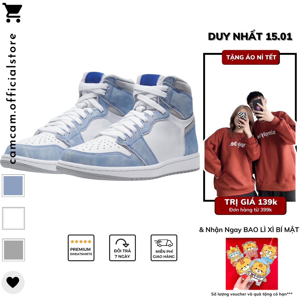 GIÀY SNEAKER NAM NỮ CỔ CAO DA LỘN BLUE CAMSTORE HOTTREND | BigBuy360 - bigbuy360.vn