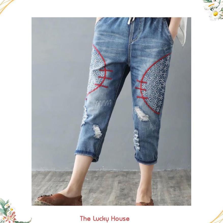 Quần bò thêu họa tiết baggy QB09