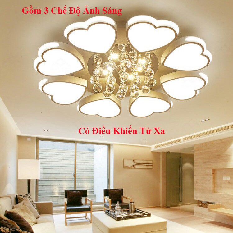 Đèn Ốp Trần Trang Trí - Đèn Trần Trang Trí Phòng Khách Gồm 3 Chế Độ Ánh Sáng Có Điều Khiển Từ Xa AB4