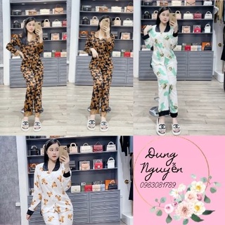 Đồ Bộ Pijama Lụa Tay Dài-Quần Dài Chất Liệu Mango thiết kế sang chảnh