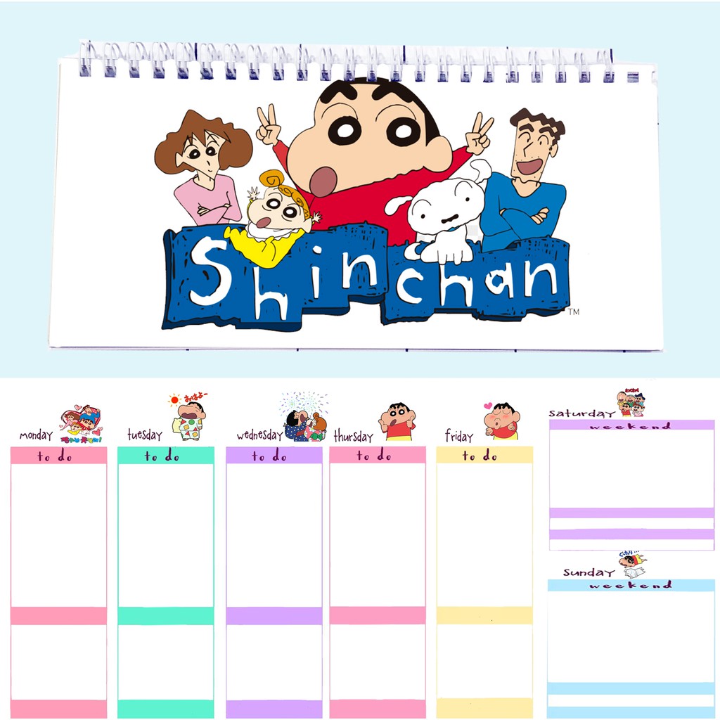 Sổ kế hoạch tuần shin cậu bé bút chì WPI26 hoạt hình Weekly Planner 52 trang thần tượng idol