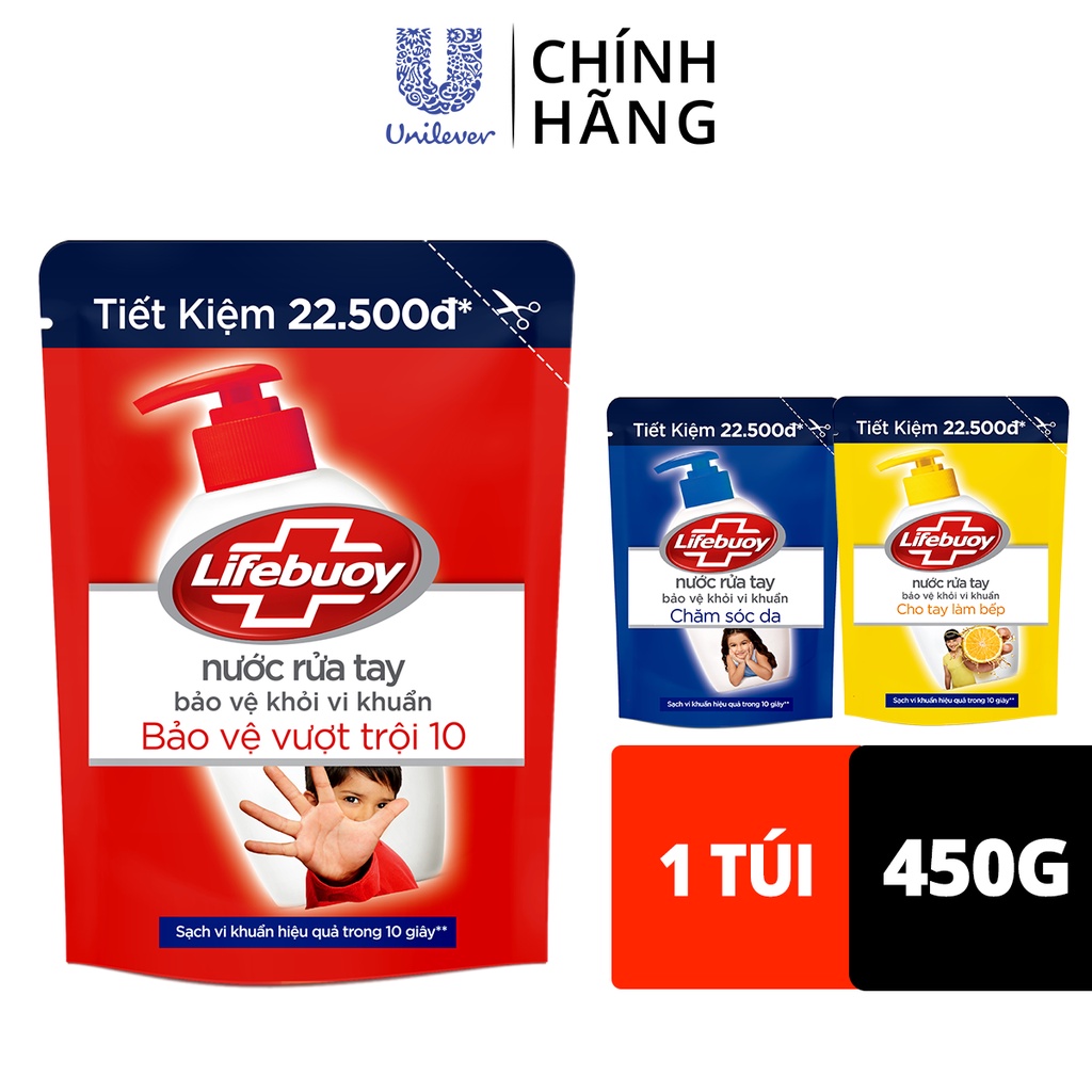 Combo 2 Nước Rửa Tay Lifebuoy Giúp Sạch Khuẩn Và Bạc Bảo Vệ, Bảo Vệ Khỏi 99.9% Vi Khuẩn Gây Bệnh 450G