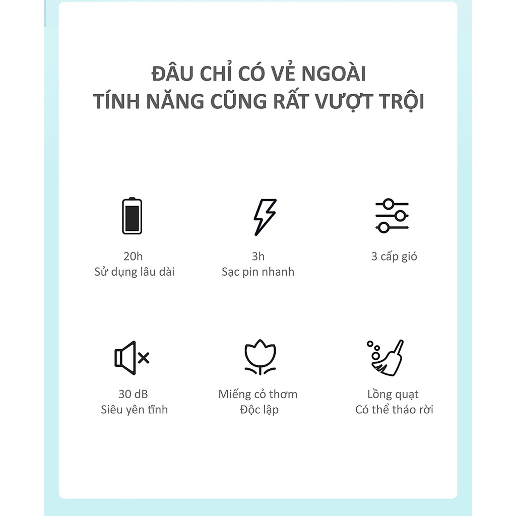 Quạt mini cầm tay tỏa hương thơm Jisulife F2B_Sạc pin nhanh_Sử dụng 20h liên tiếp_Không gây ồn_BH 12 tháng chính hãng