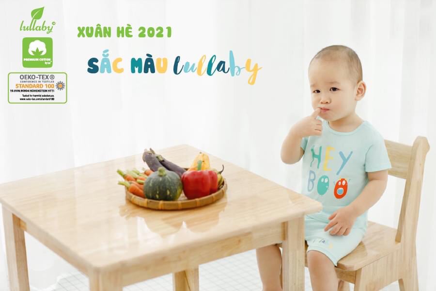 [CHÍNH HÃNG]Bộ cộc tay cài vai quần đùi họa tiết bé trai cotton cao cấp Lullaby chính hãng