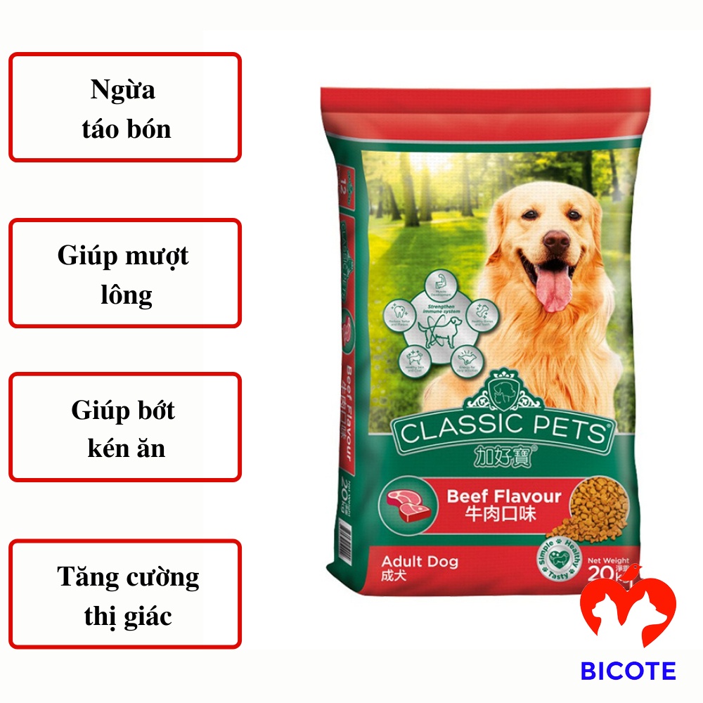 Hạt cho chó lớn Classic Pets Adult Vị Thịt Bò 400g thức ăn cho chó con thơm ngon BICOTE