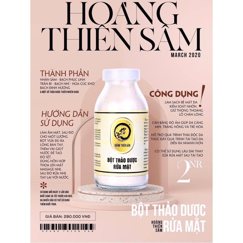 Bột Rửa Mặt Thảo Dược Hoàng Thiên Sâm 100gr