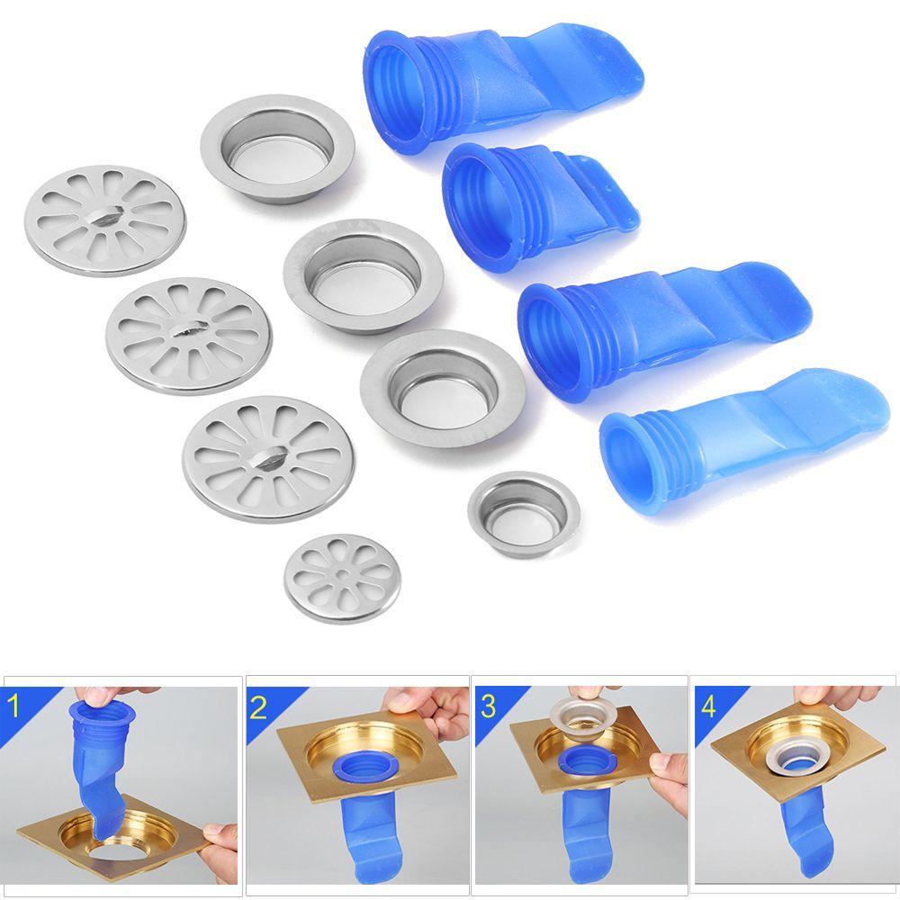 1 Bộ Van Silicone Ống Thoát Nước Một Chiều Màu Xanh Dương Khử Mùi Cho Nhà Bếp / Toilet