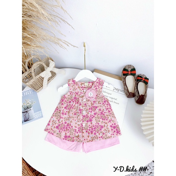 Đồ Bộ Hoa Nhí Mặc Đi Học Ở Nhà Đi Chơi Bé Gái Chất Thô Hàn Loại Xin 7-17kg