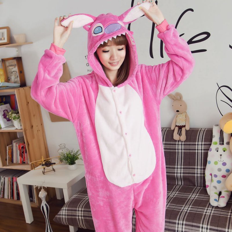 Bộ Đồ Stitch Hồng Liền Thân Hình Thú Chất Mềm Mịn