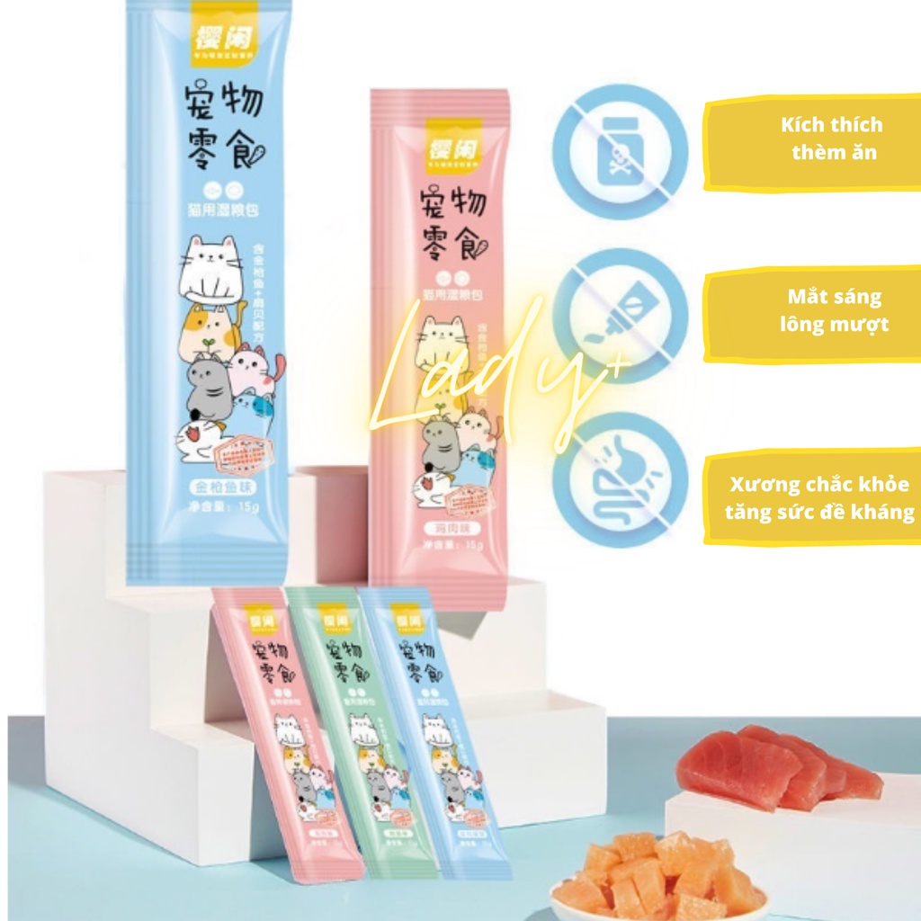 [CÓ SỈ] Súp thưởng cho mèo Shizuka, cat food đầy đủ dinh dưỡng giá rẻ thanh 15g - Hàng đảm bảo nhập khẩu chính hãng
