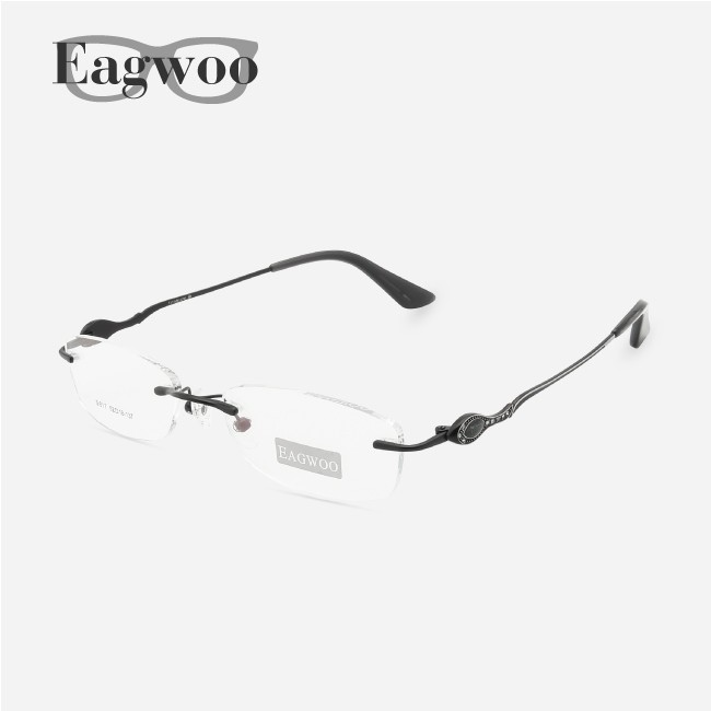 Pure Titanium Eyeglasses Rimless Women Optical Frame Prescription Spectacle