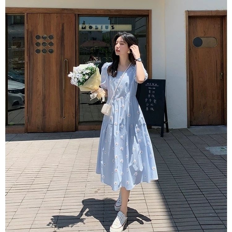 Váy babydoll đầm bầu đầm babydoll Đầm Tay Phồng Váy tiểu thư Váy xinh nữ