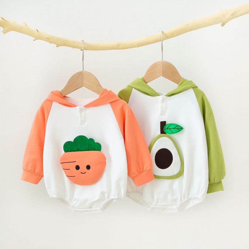 Áo Liền Quần Tay Dài Có Nón Dễ Thương Dành Cho Bé