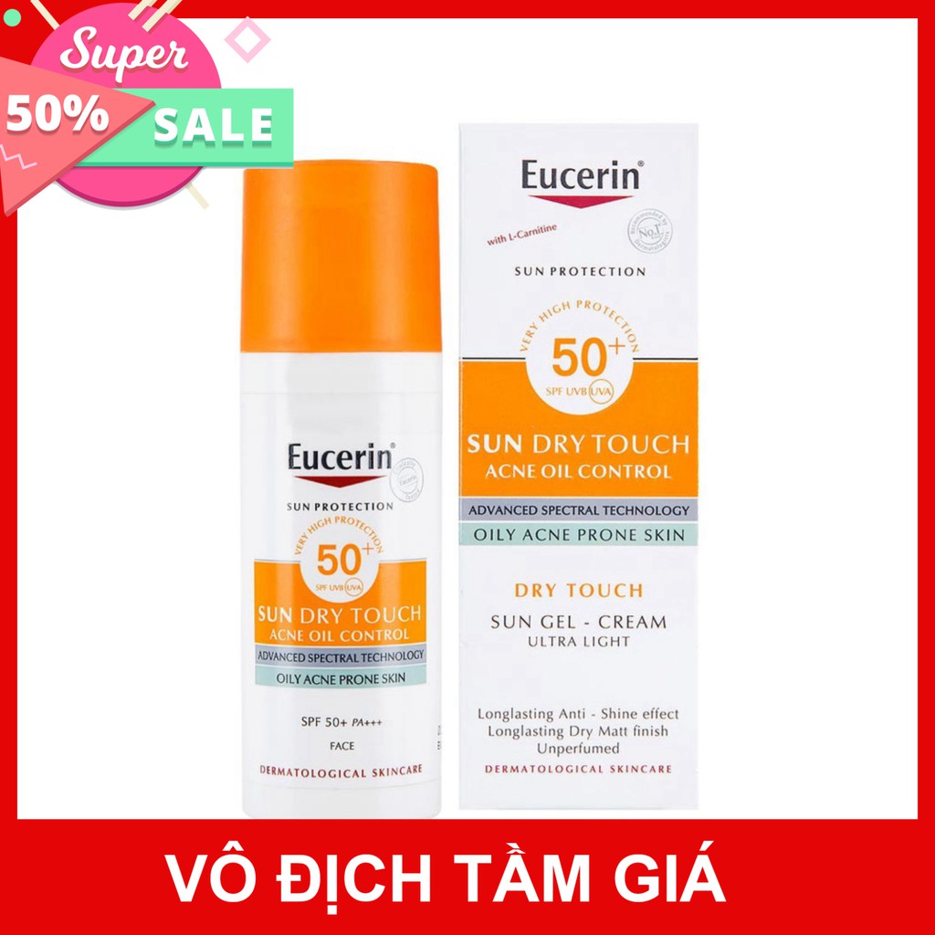 [CHÍNH HÃNG] Kem chống nắng cho da nhờn mụn Eucerin Sun Oil Control Dry Touch SPF50+ 50ml tặng bông tẩy trang Jomi ( 80