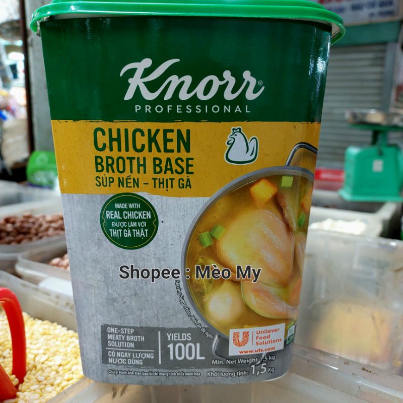 Knorr Súp Nền Cô Đặc Thịt Gà hộp 1.5kg Mẫu Mới