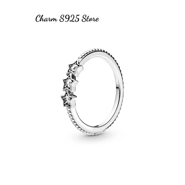 NHẪN ĐEO TAY PAN ALE 3 NGÔI SAO ĐÍNH ĐÁ BẠC S925 HÀNG CAO CẤP