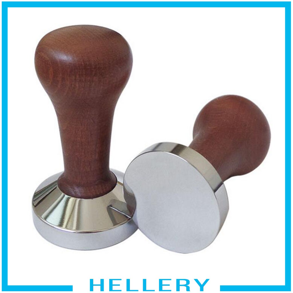 [HELLERY]  49 - 58mm   Wooden  &amp;  Steel   Coffee   Tamper   Machine   Espresso   Latte   Kitchen   Brew