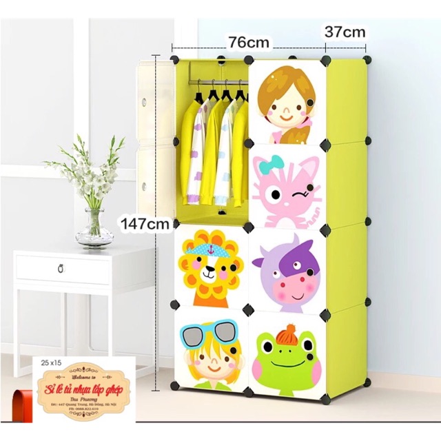 TỦ NHỰA- TỦ QUẦN ÁO- TỦ NHỰA GHÉP 8 Ô SIZE SÂU 37x 37cm. Tặng kèm móc treo đồ.