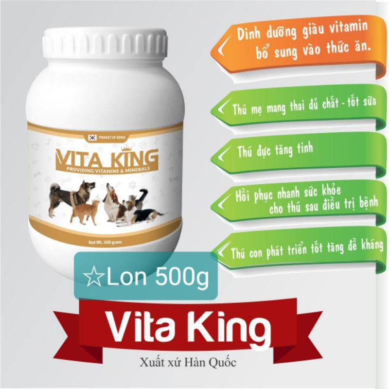 Vitamin cho Chó Mèo giúp Mượt Lông, phòng ngừa rụng lông -Tăng trọng nhanh#VITA KING 500g