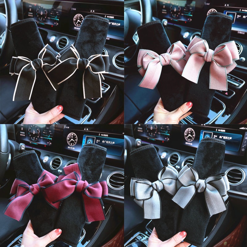 1 Cặp Đệm Bọc Dây Đai An Toàn Xe Hơi Bằng Vải Bông Mềm Mại Đính Nơ Dễ Thương Thông Dụng