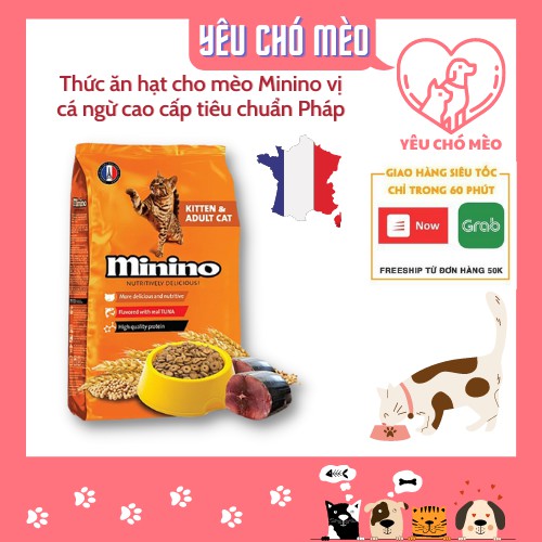 Thức ăn cho mèo MININO Vị cá ngừ - Thức ăn hạt cao cấp cho mèo, dùng cho mèo mọi lứa tuổi