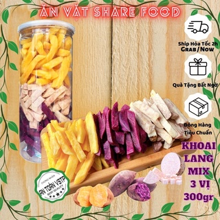 Khoai Lang Cọng Vàng,Tím ,Môn , MIX 3 vị Sấy ĐÀ LẠT Sharefood 300Gr