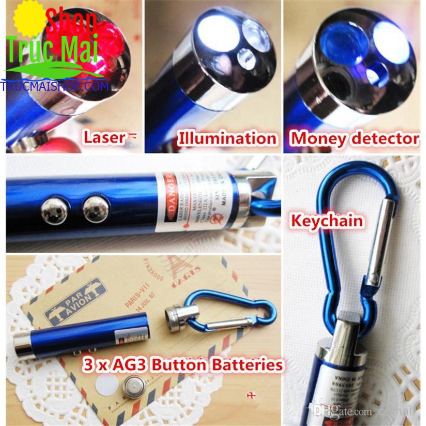 Móc Khóa Đèn laser 3 trong 1 , rọi đường, laser và SOS