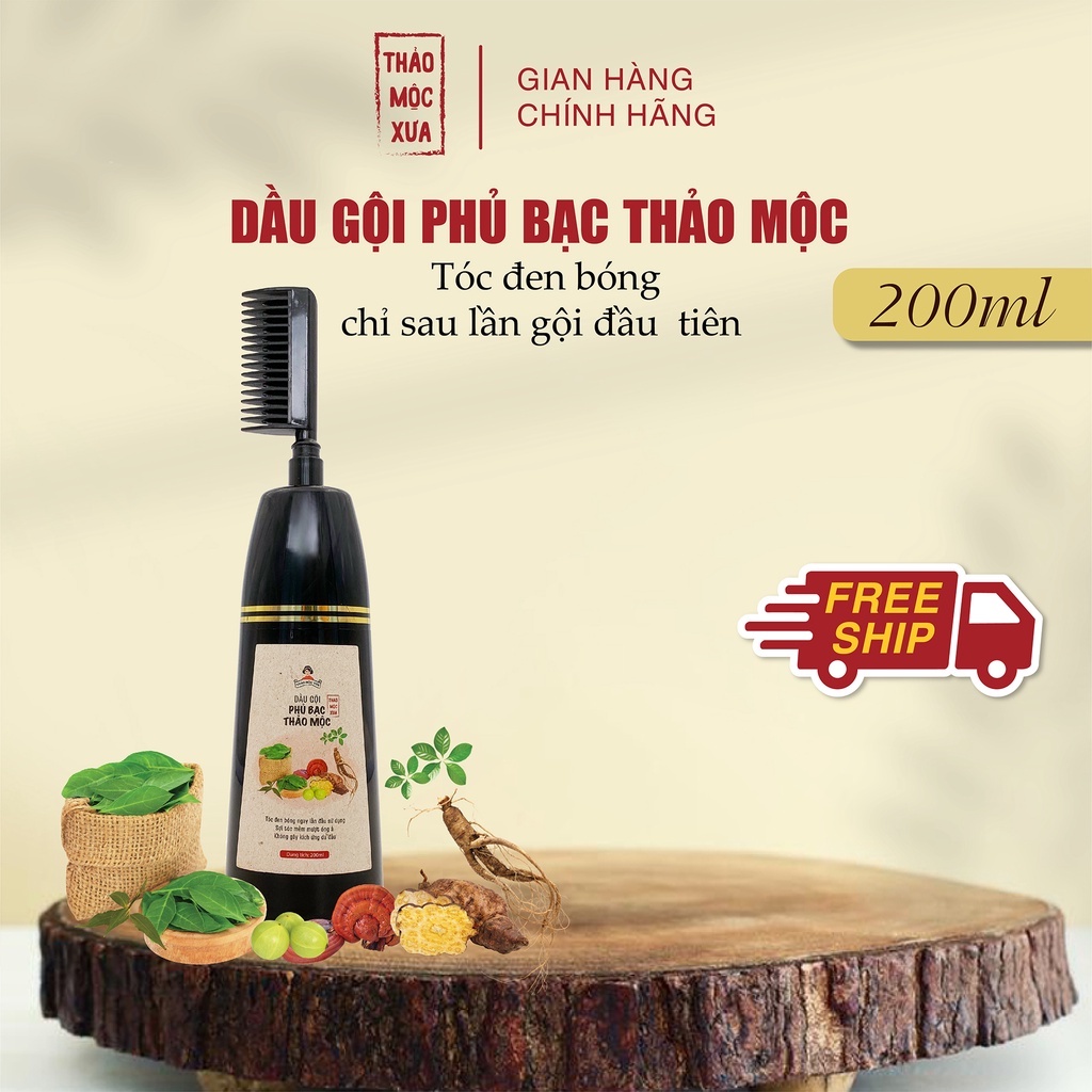 Dầu gội phủ bạc giúp nhuộm tóc đen ngay lần gội đầu tiên Thảo Mộc Xưa 200ml