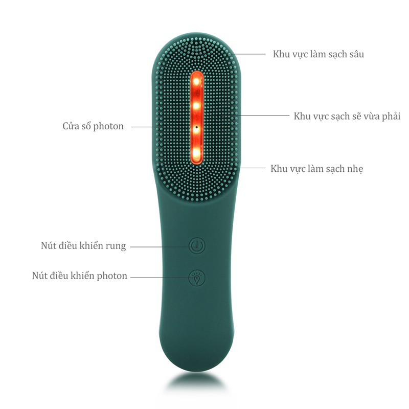 Máy mát xa rửa mặt CkeyiN MR527 mini không dây bằng chất liệu silicon mềm tích hợp đèn LED Photon chất lượng cao | BigBuy360 - bigbuy360.vn