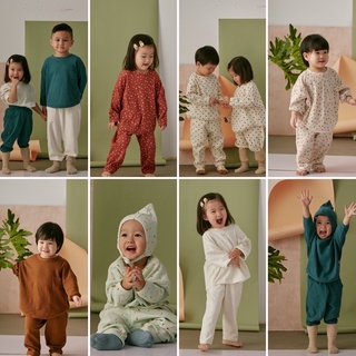 Bộ quần áo thu đông dài tay vải waffle Tre baby R0010