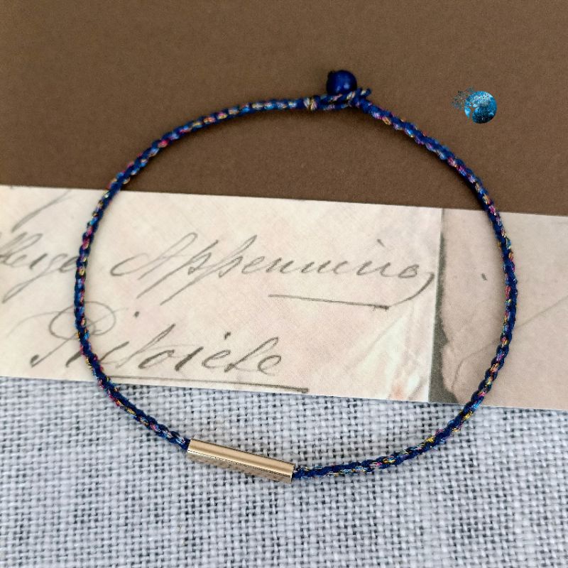 Vòng tay tết dây ngũ sắc sợi mảnh tông xanh