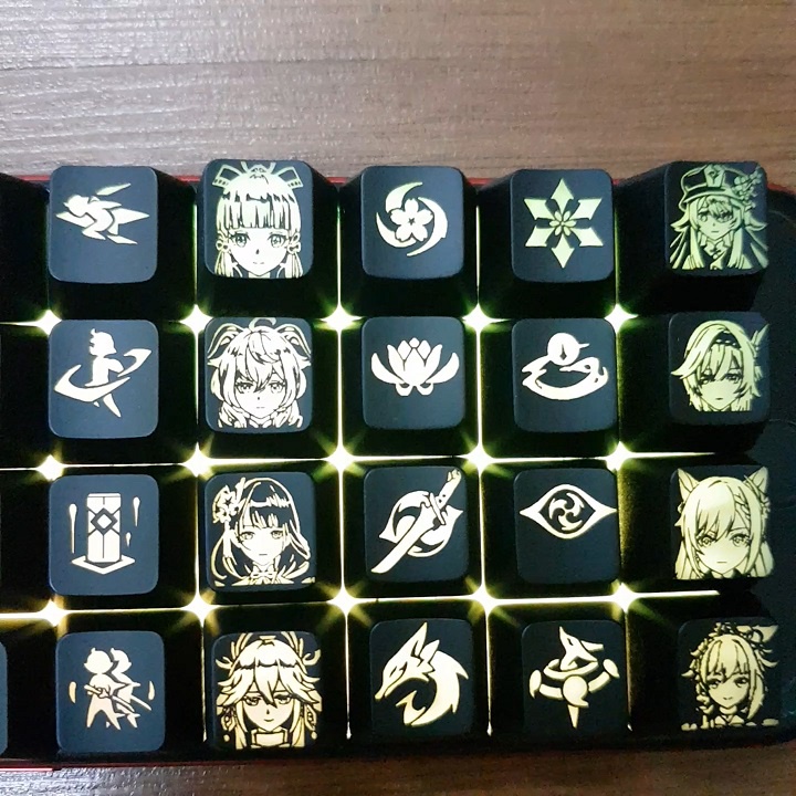 Keycap xuyên led skill E Q + Avatar nhân vật genshin impact xiao kazuha hutao ayaka raiden yae eula zhongli ganyu keqing